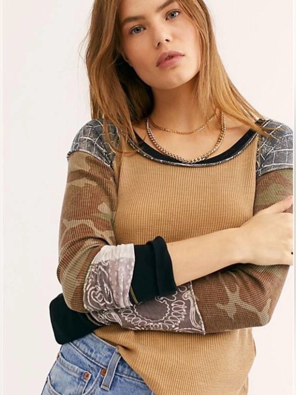 Free People Brightside Long Sleeve Thermal Willow Combo